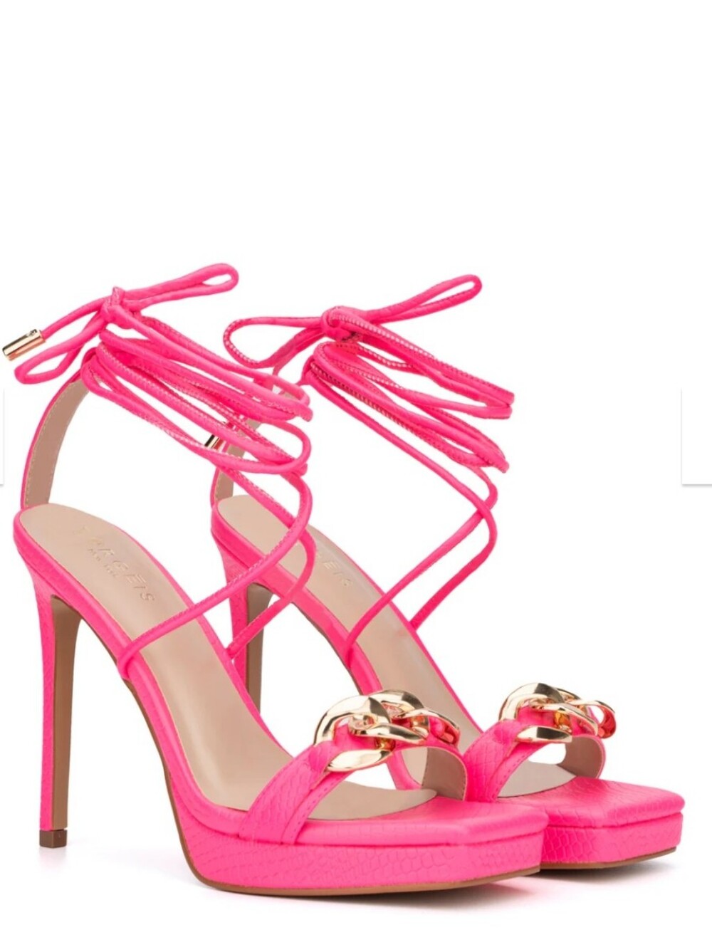 NEW! TORGEIS Cassava Vibrant Pink Lace-Up High Heel Sandals 7.